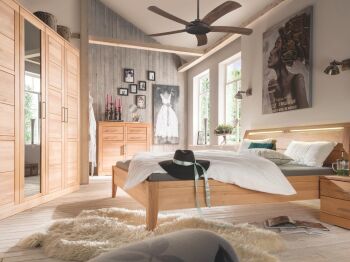 Doppelbett Rotkernbuche massiv