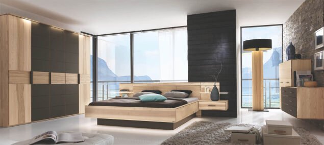 Modernes Massivholzbett