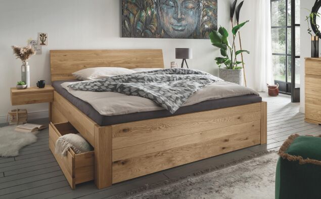 Massivholzbett Wildeiche natur