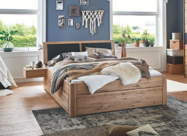 Systembett Wildeiche massiv bianco